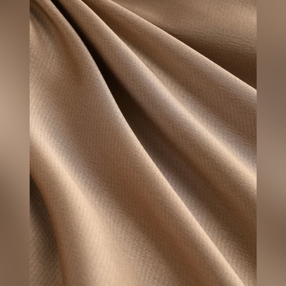 Satin Tie Front Slit Midi Skirt - Khaki - Picture 7 of 8